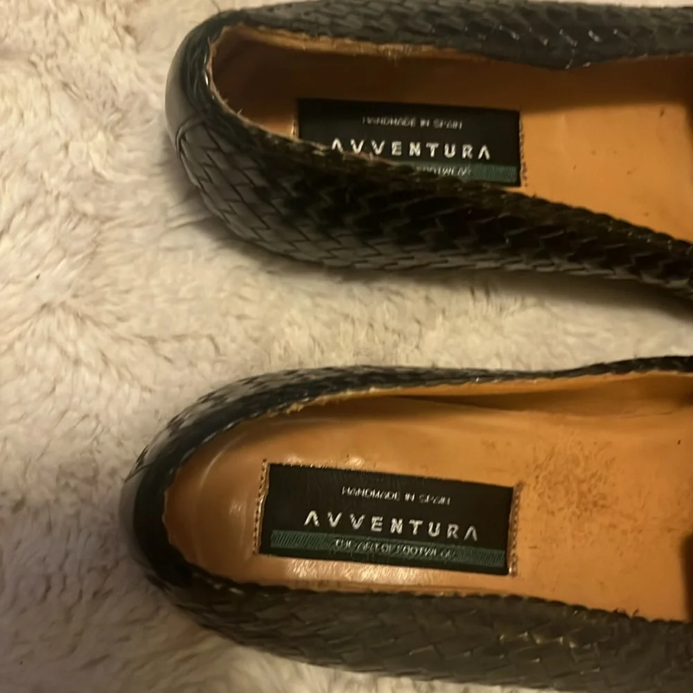 Aventura Men’s Black Brown Loafers  Embossed Woven Leather Handmade Spain Shoes
